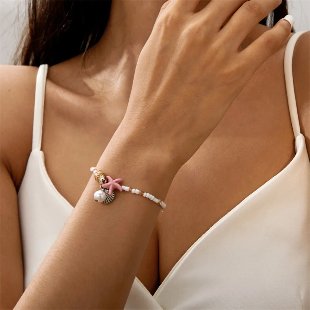 สร้อยข้อมือลูกปัดเปลือกหอยปลาดาวจากธรรมชาติทำมือปรับอารมณ์ได้สร้อยข้อมือลูกปัดรูปปลาดาวสำหรับผู้หญิง