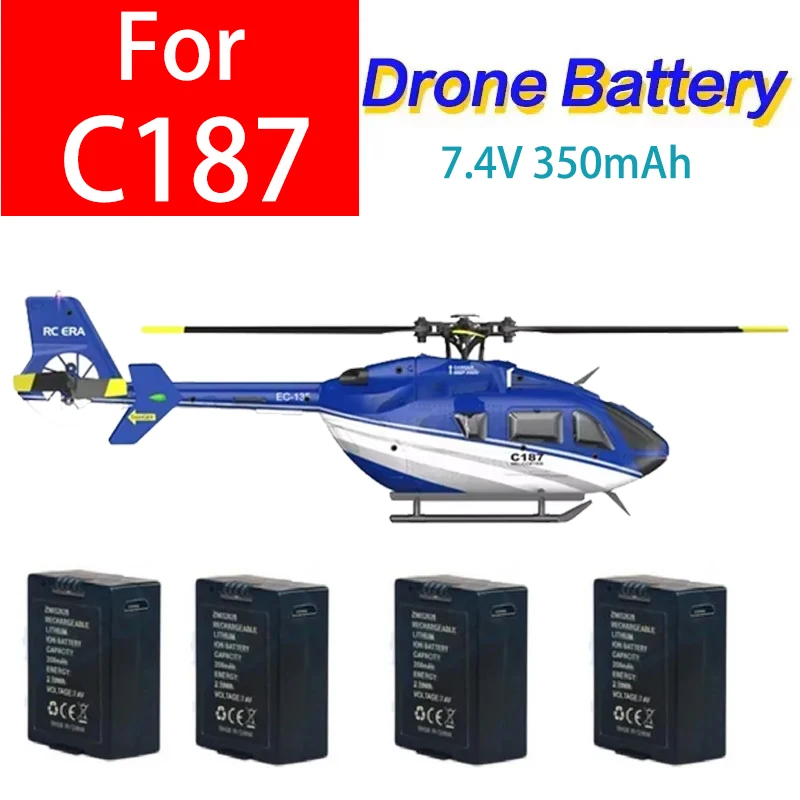 7.4V 350mAh Lipo Battery for RC EAR C187 4CH 6-Axis EC135 Scale RC Helicopter Spare Parts Accessories