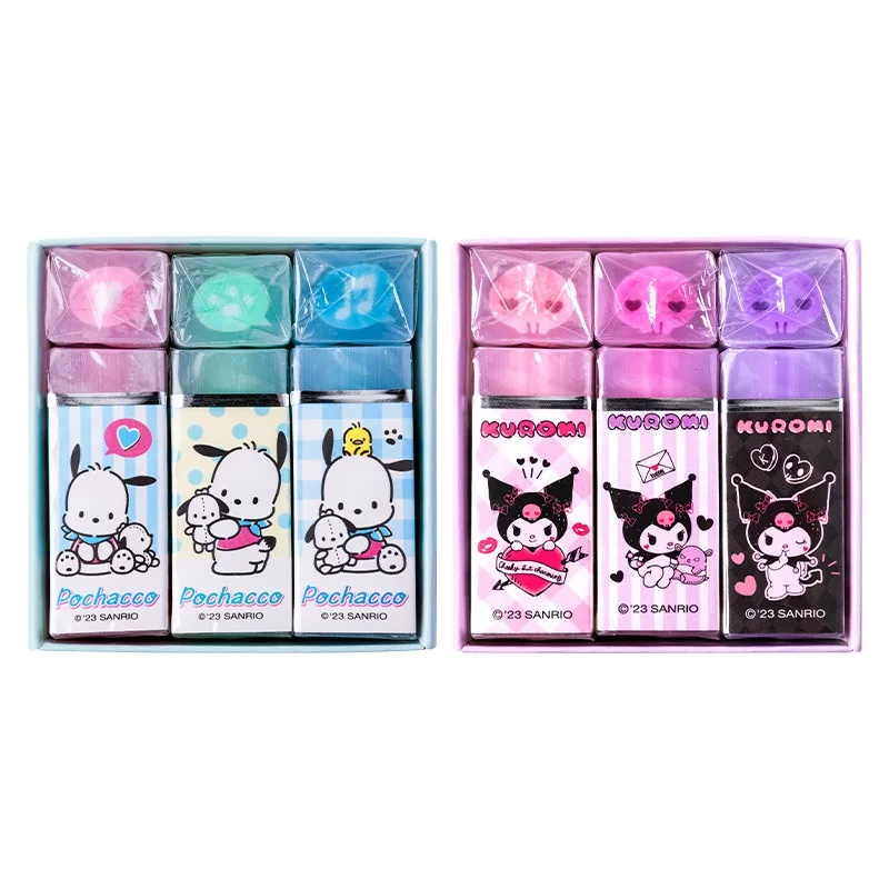 1pc Anime Pochacco Kuromi Kawaii Mini gumka Student Sanrio kreatywna kreskówka przenośne dzieci rysunek pisanie narzędzia papiernicze