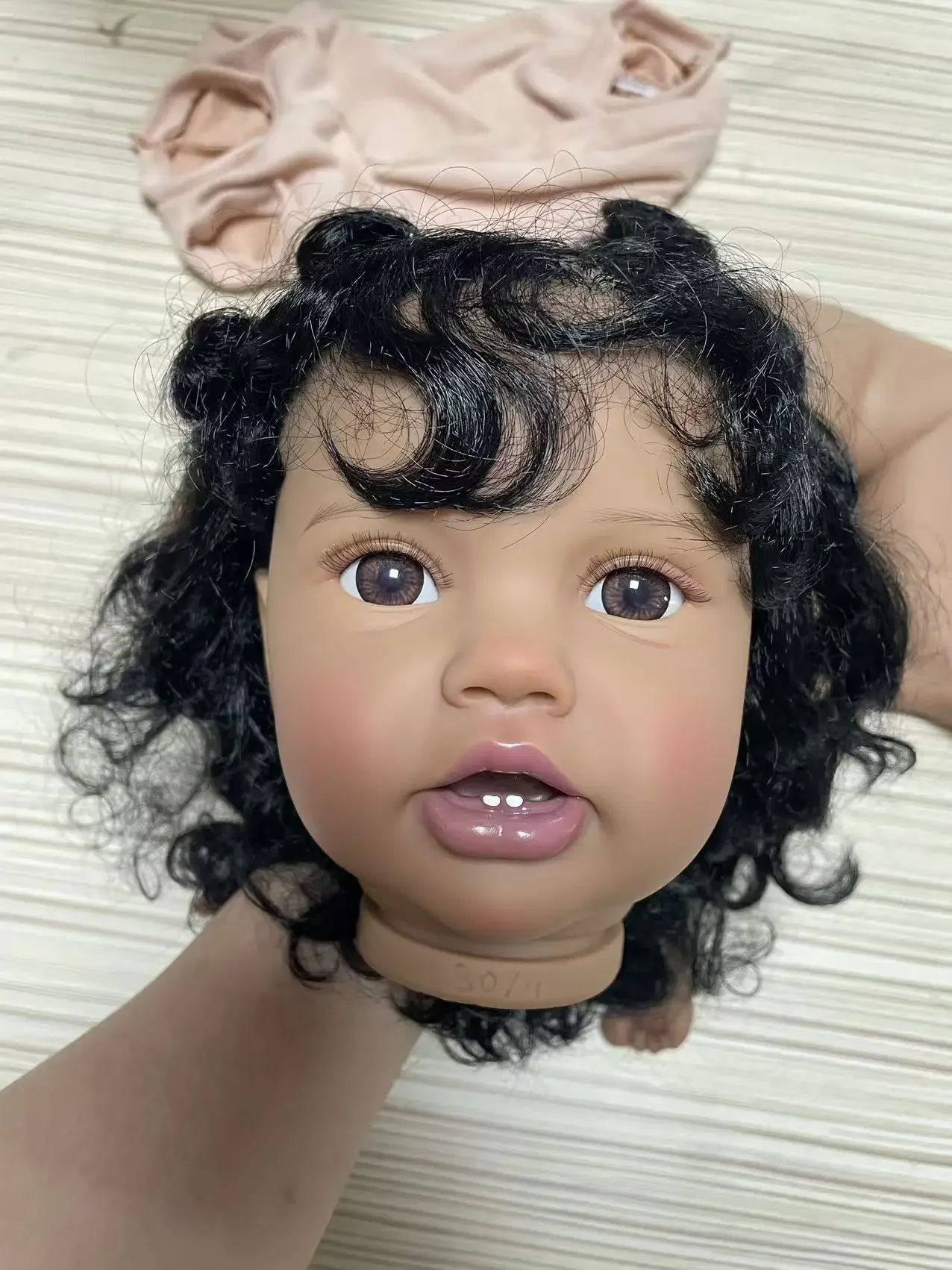 Hand-Root Curly Hair Dark Skin 24inch Unassembly Reborn Lottie Doll Kit Multiple Layers Painting DIY Doll Parts Collectible Gift