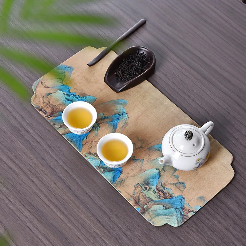 

Tea Tray Mat Household Teaware Waterproof Dry Foam Pad Simple Exquisite Hand-painted Teacup Mat Cloth Tea Ceremony Accessories