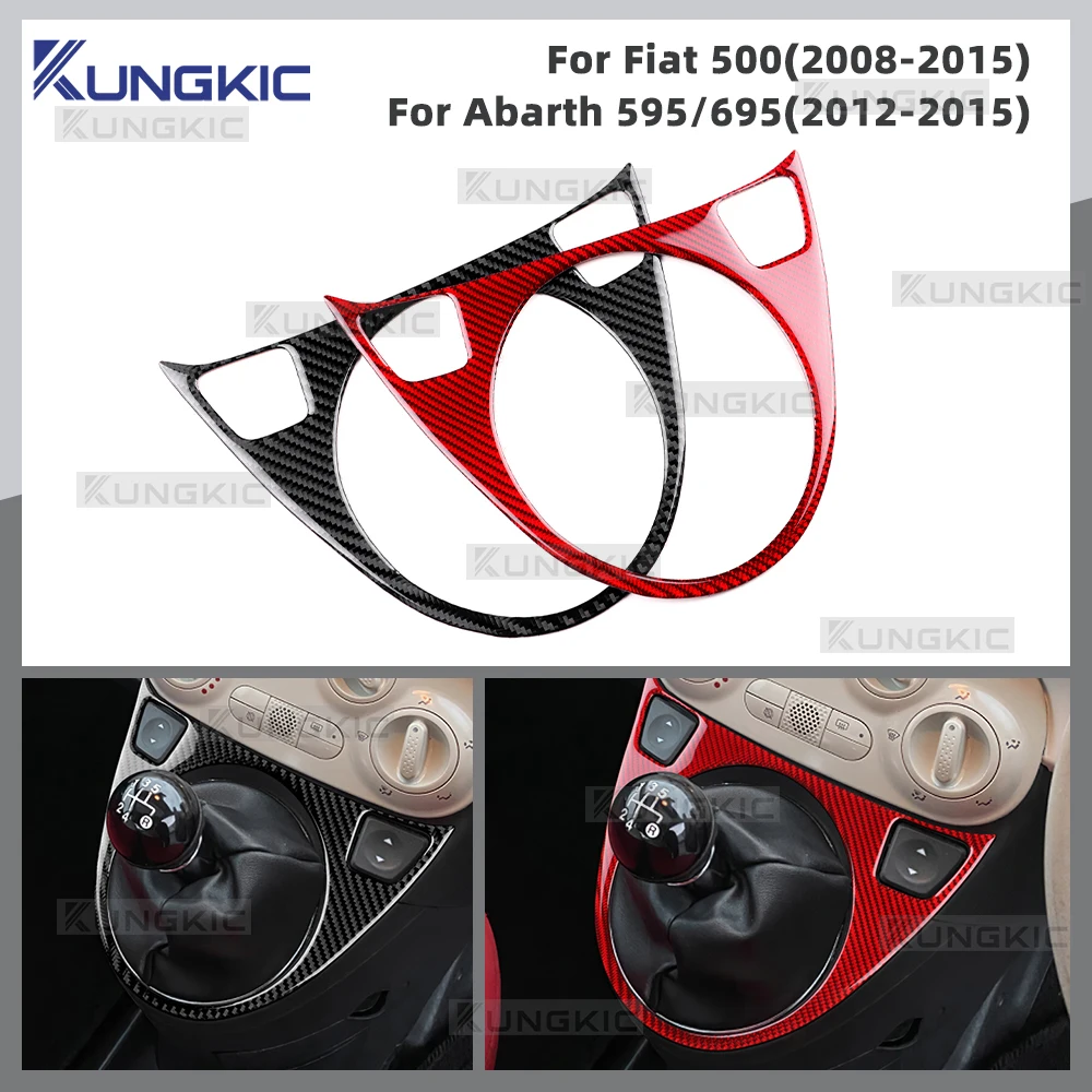 

Real Soft Carbon Fiber Sticker For Abarth 595/695/Fiat 500C 2012-2015 For Fiat 500 2008-2015 AT MT Car Gear Shift Trim LHD RHD