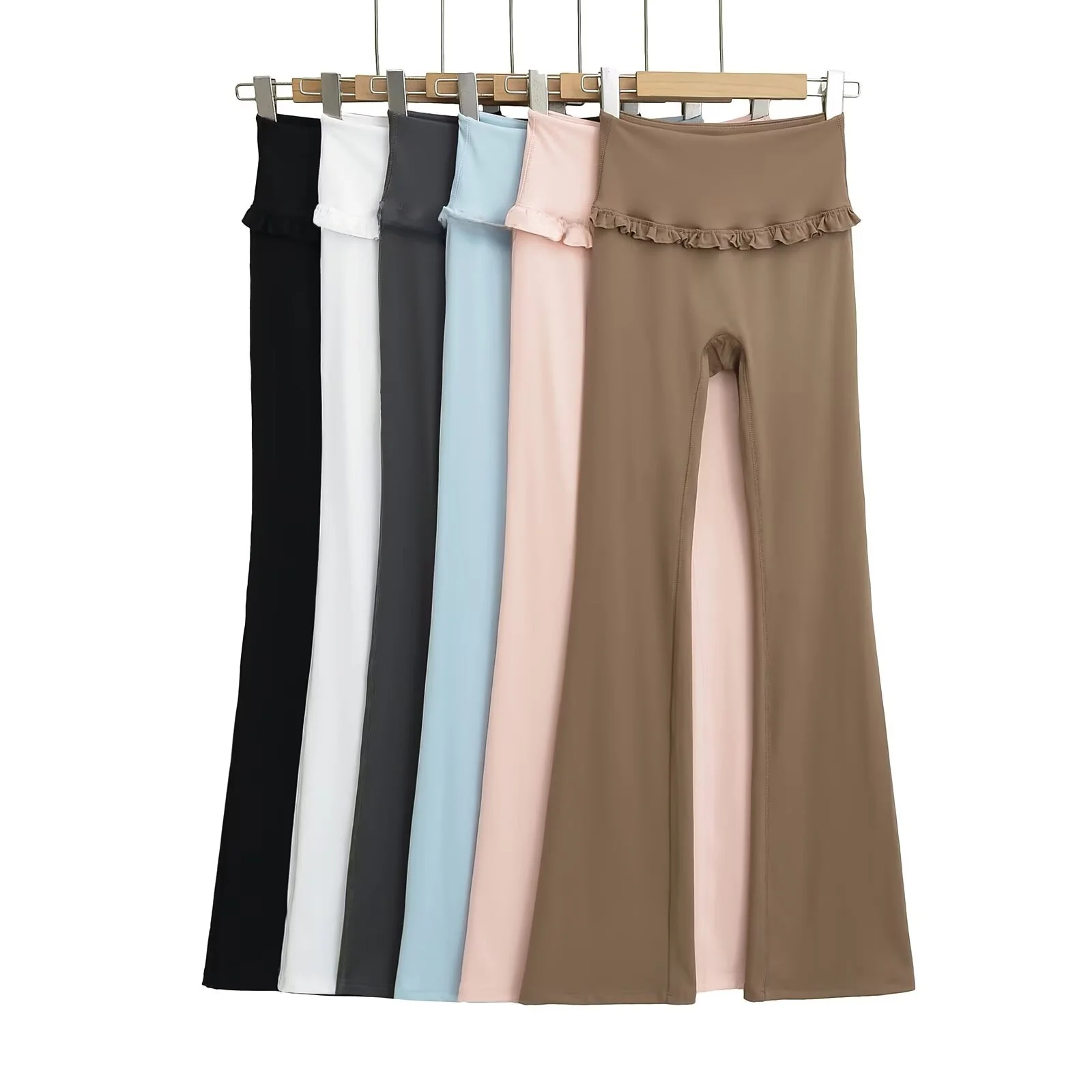 High Waist Floral Fitn Yoga Casual Pants ow Body Sweet Spicy Thinming Micro Flared Pants Long Thin Material