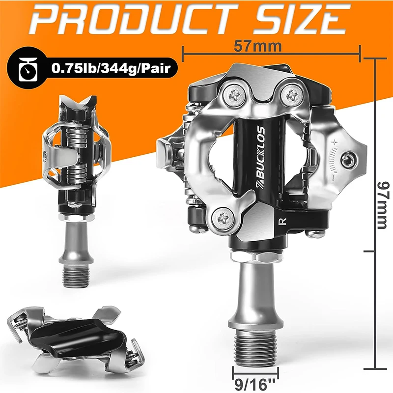 BUCKLOS MTB Clipless Pedal for SPD System Durable Mountain Bike Self-locking Pedal Aluminum Alloy Mtb Pedals for SHIMANO M8100