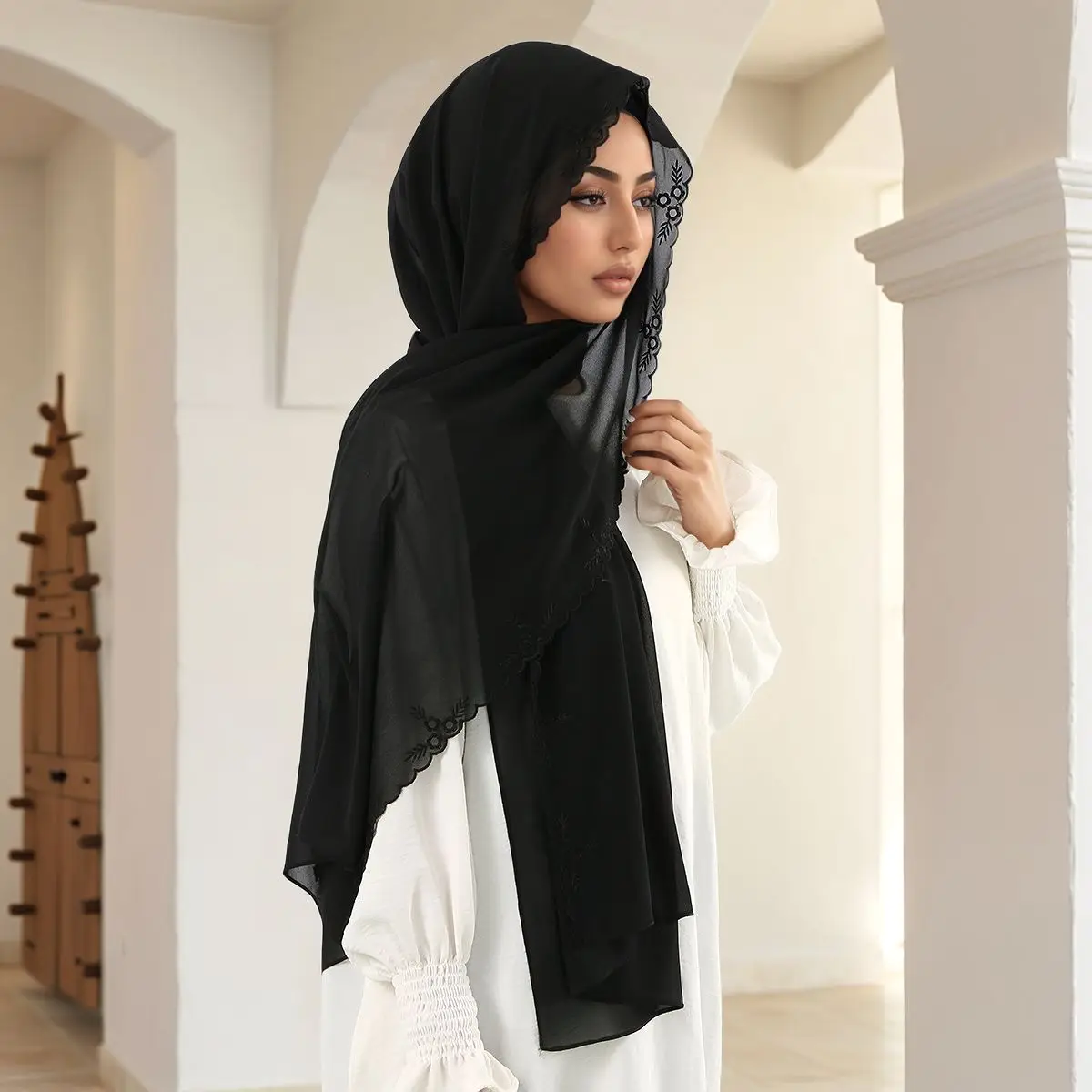 

180*70 см мусульманский хиджаб накидка шаль шифоновая ткань 2-в-1 шарф/накидка женская повседневная одежда/официальные мероприятия скромная мода мягкая дышащая