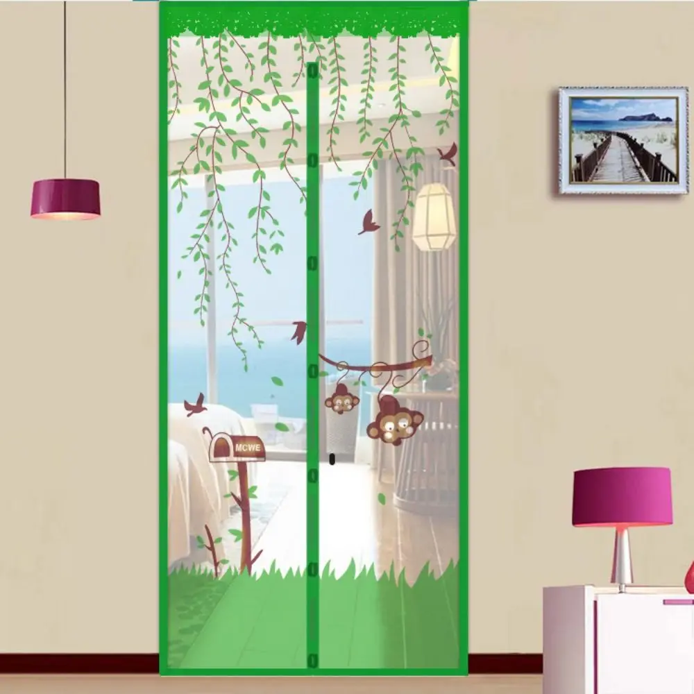 Automatic Closing Magnetic Door Screen Mesh Net Cartoon Mesh Door Curtains Self Sealing Retractable Door Anti-fly Net