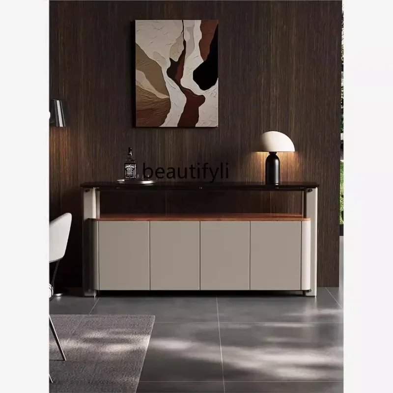 N178   Italian minimalist dining side cabinet against the wall, living room storage cabinet, high-end custom walnut dining si