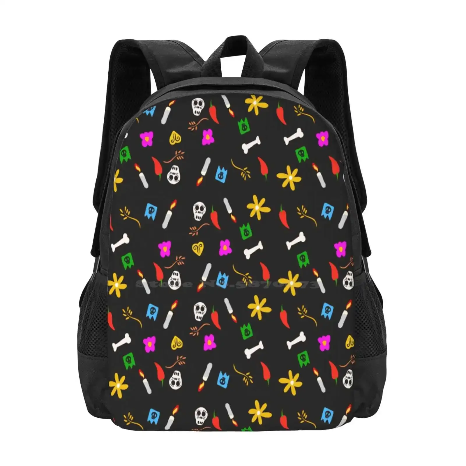 

Día De Los Muertos Hot Sale Schoolbag Backpack Fashion Bags Geek Nerd Mexico Skull Lamp Bone Dead Celebation Dia De Los Muertos