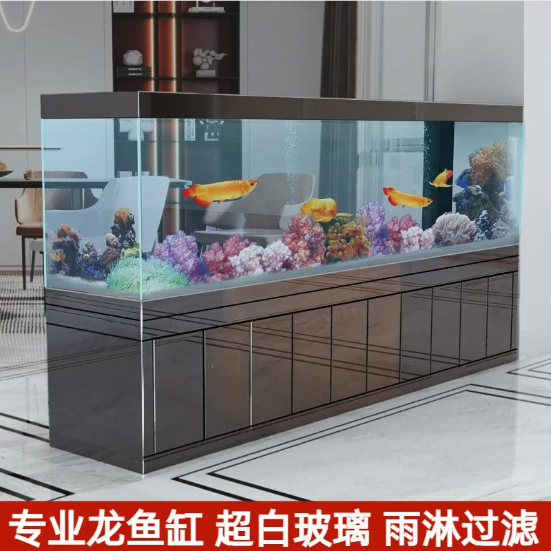 

Fish tank living room household large office partition 3 meters long ultra-white bottom filter ecological water-free