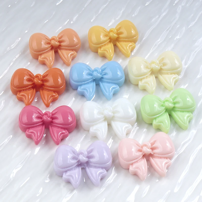 10/100pcs Kawaii Flatback Resin Candy Color Bows Cabochon Charms DIY Craft Scrapbooking Dollhouse Hair Decoration Accessories