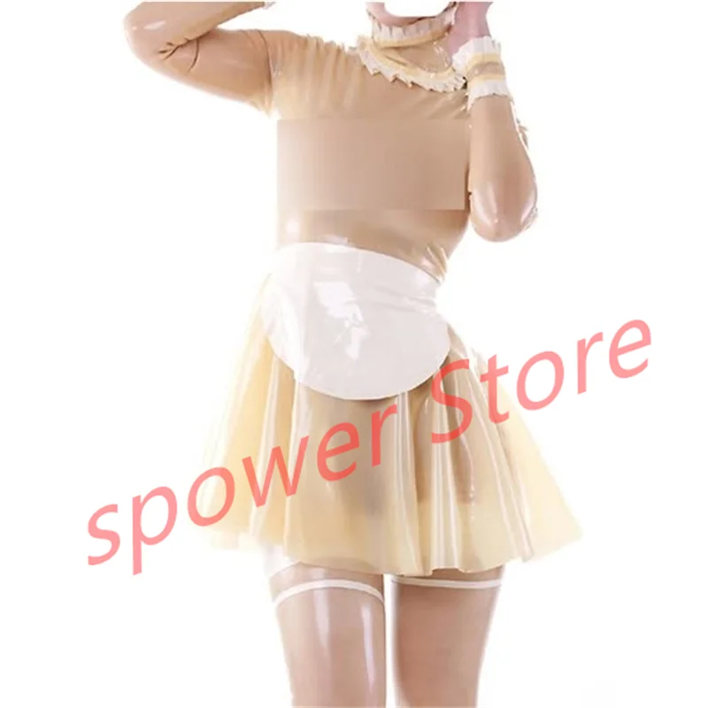

Handmade Women Latex Dress Transparent Rubber Bodysuit Tight Jumpsuit Customize Cosplay Costumes