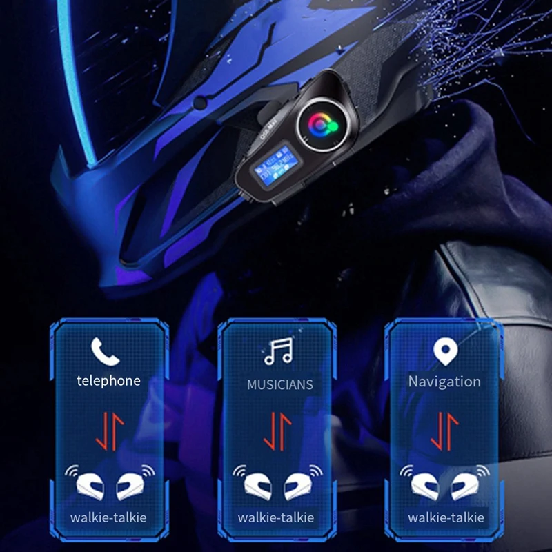 Q58 Max Motorcycle Helmet Bluetooth Intercom IP65 Waterproof Intercom Distance 500M Multi-Scene Mixed Music Sharing