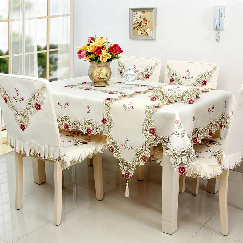 Modern Simple Polyester Embroidered Fashion Long Tablecloth Home Soft Decoration Table Flag Tea Table Flag Curtain