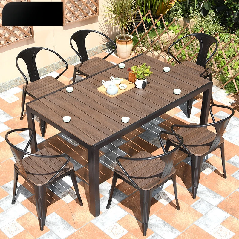 

Outdoor Waterproof and Sun Protection Plastic Antiseptic Wood Solid Courtyard Garden Yard Outdoor Leisure Simple Combination