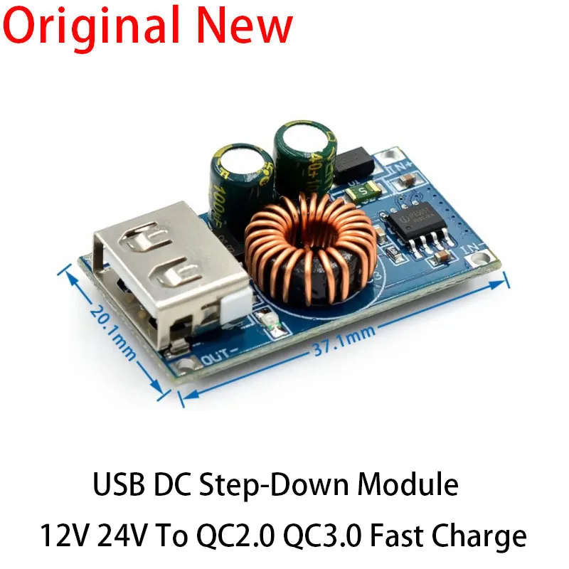 1PCS USB DC Step-Down Module 12V 24V To QC2.0 QC3.0 Fast Charge Mobile Phone Charging Board For Appl Huawe FCP Quick Charger