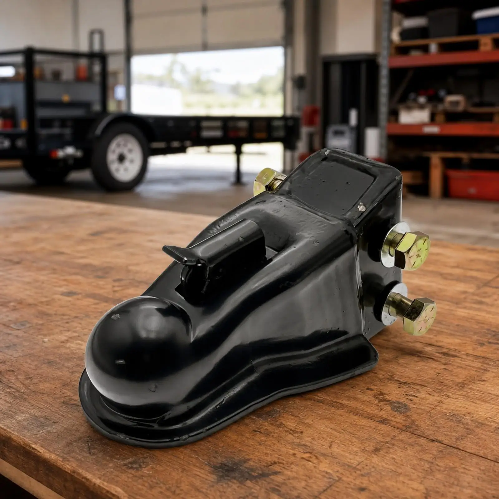 Rugged Trailer Coupler Connector for 2 5/16 Ball Steel Heavy Duty with Vertical Mounting Plate Multiple Adjustment Holes