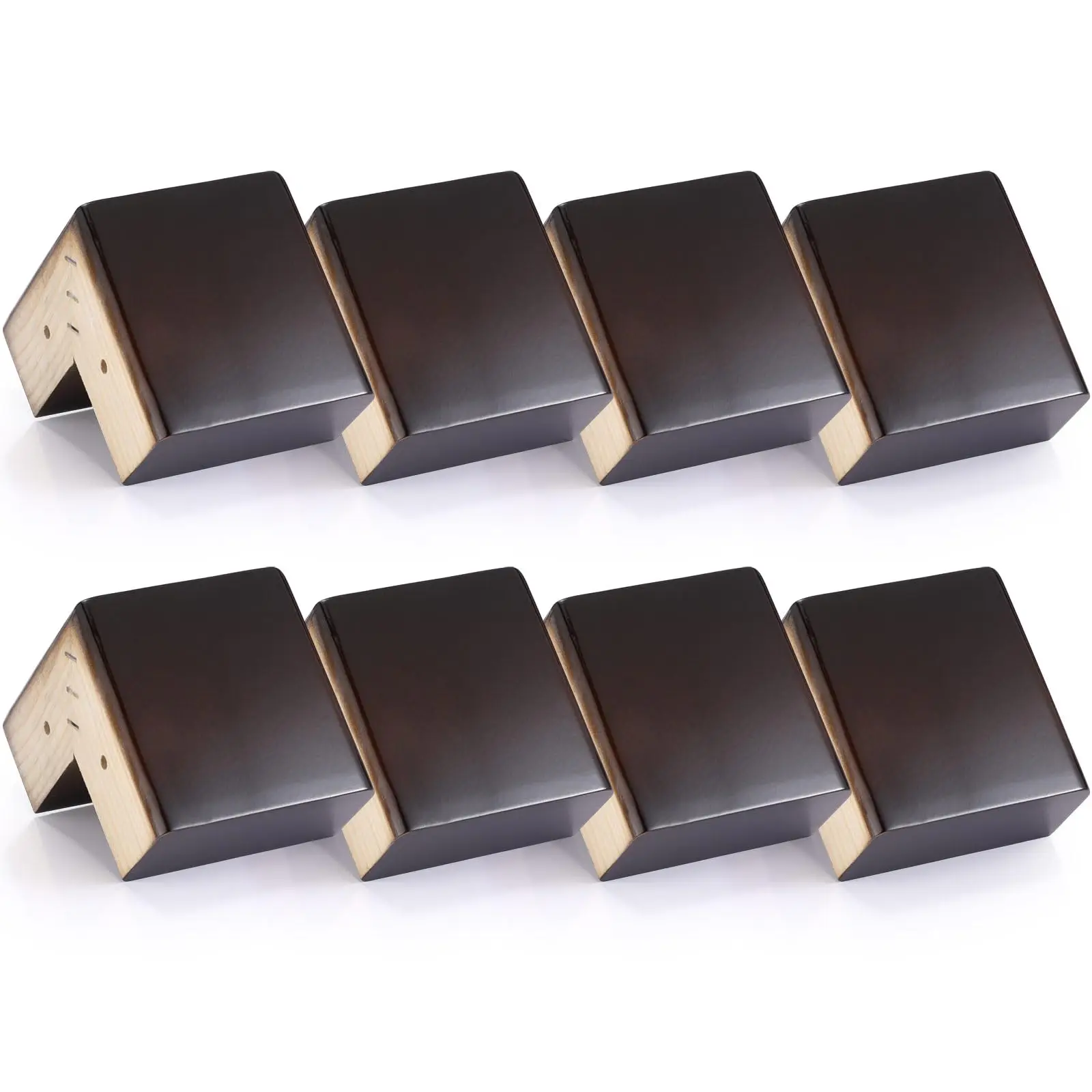 

8pcs Solid Wood L-Shaped Furniture Risers 4 Inch Height For Bed Sofa Table Dresser Cabinet Chair Lift Support