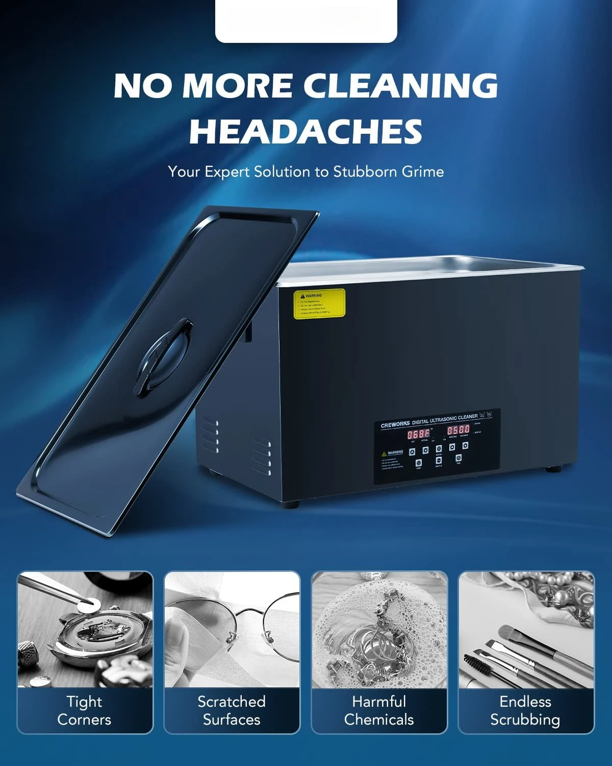 

30L Digital Ultrasonic Cleaning Machine with Degas and Gentle Mode, 600W Ultrasonic Cleaner Machine with Heater and Timer,Hot