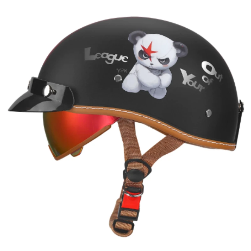 2026 Fashion White Cartoon Cat Retro Half Helmet Classic Breathable Padding Universal Fit For Scooter Cruiser