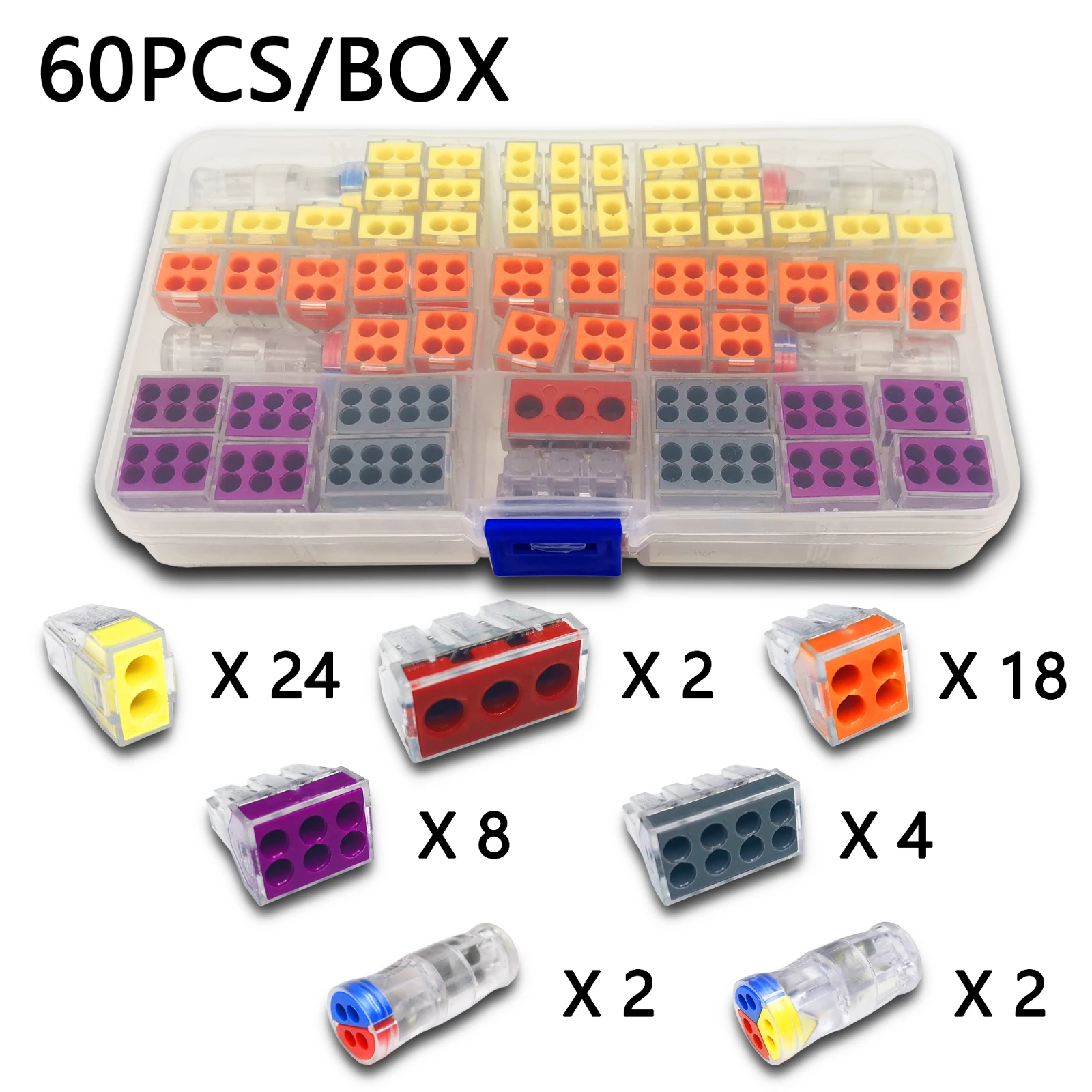 Mini Fast Boxed Wire Connector 102/104/106/108/202 Compact Conductor Spring Wiring Connector Conductor Push-in Terminal Block