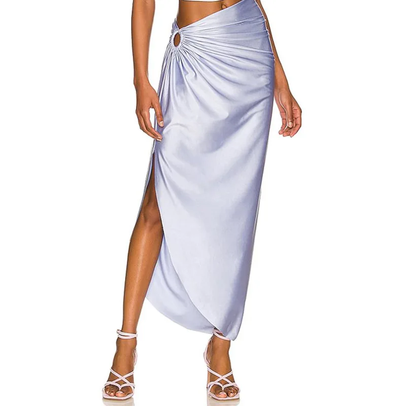 Lilac Soft Focus Color Block Women's Bikini Vibe Resort One-Piece Swimsuit French Elegant Sexy Dress Long Skirt Resort Skirt