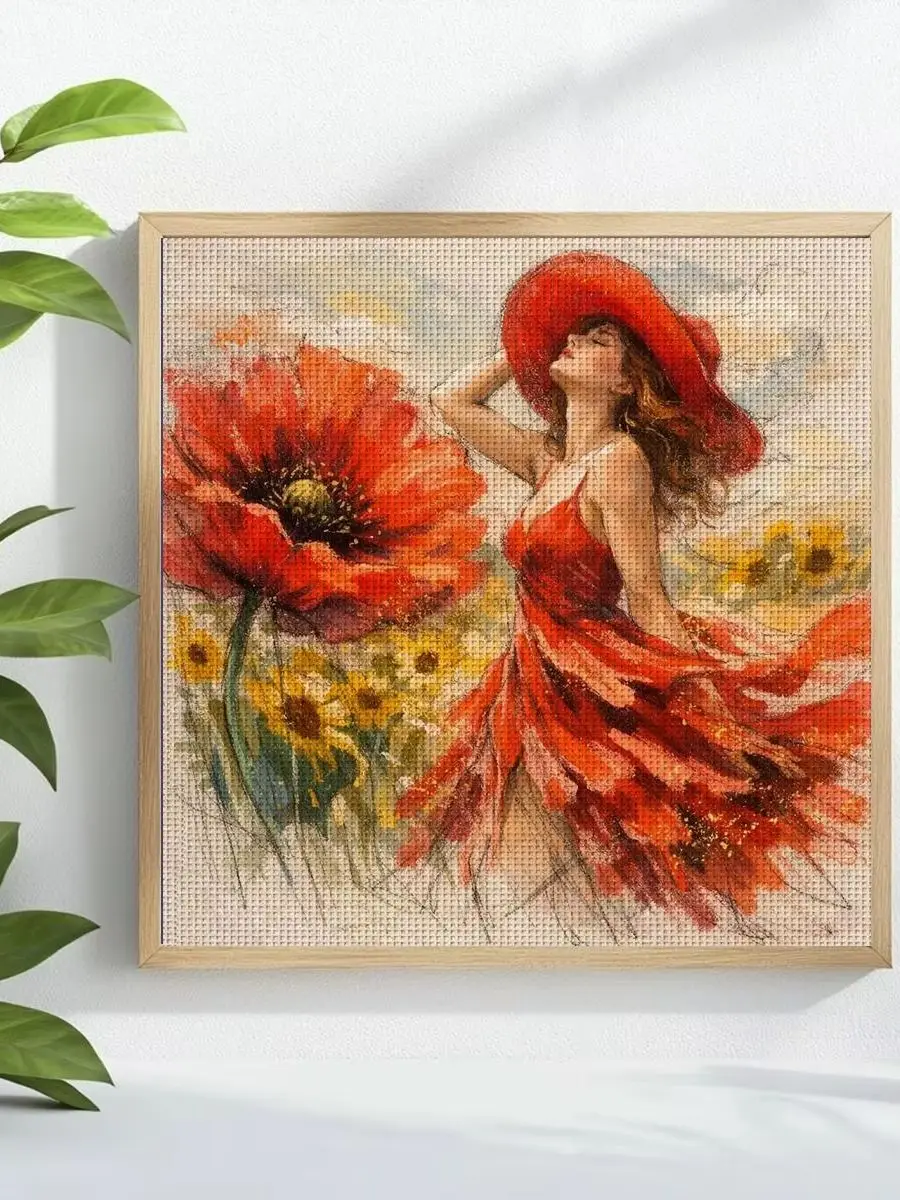 1 Stück 30x30 cm/11,8 Zoll Herbsttag Gestempeltes Kreuzstich-Set DIY-Kit 11/14/16CT DIY-Stickset DIY-Kreuzstich-Set – Detail 1