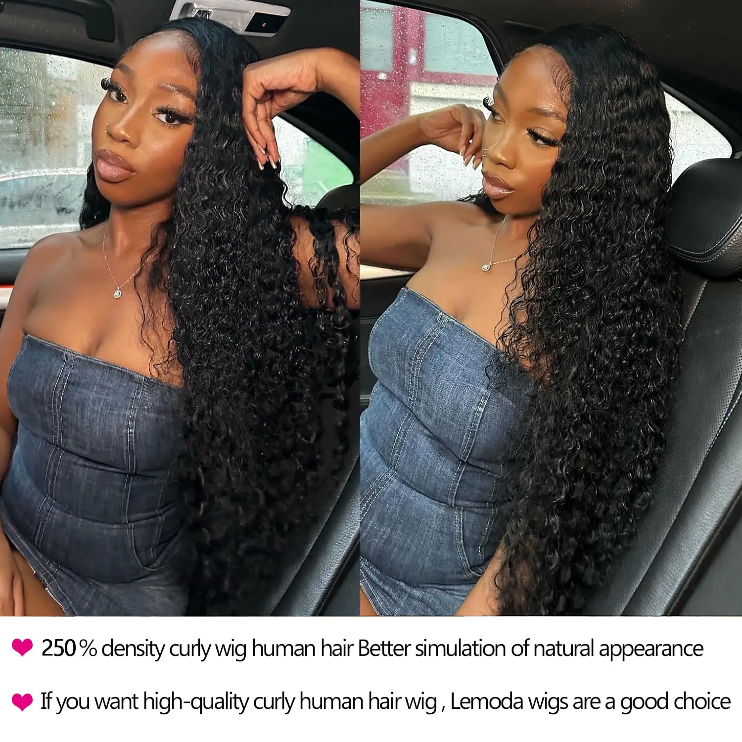 Lemoda 13x4 Full Lace Frontal Wig Human Hair Transparent Lace Wig Deep Wave Wig Human Hair for Black Women Deep Wave Frontal Wig image 5