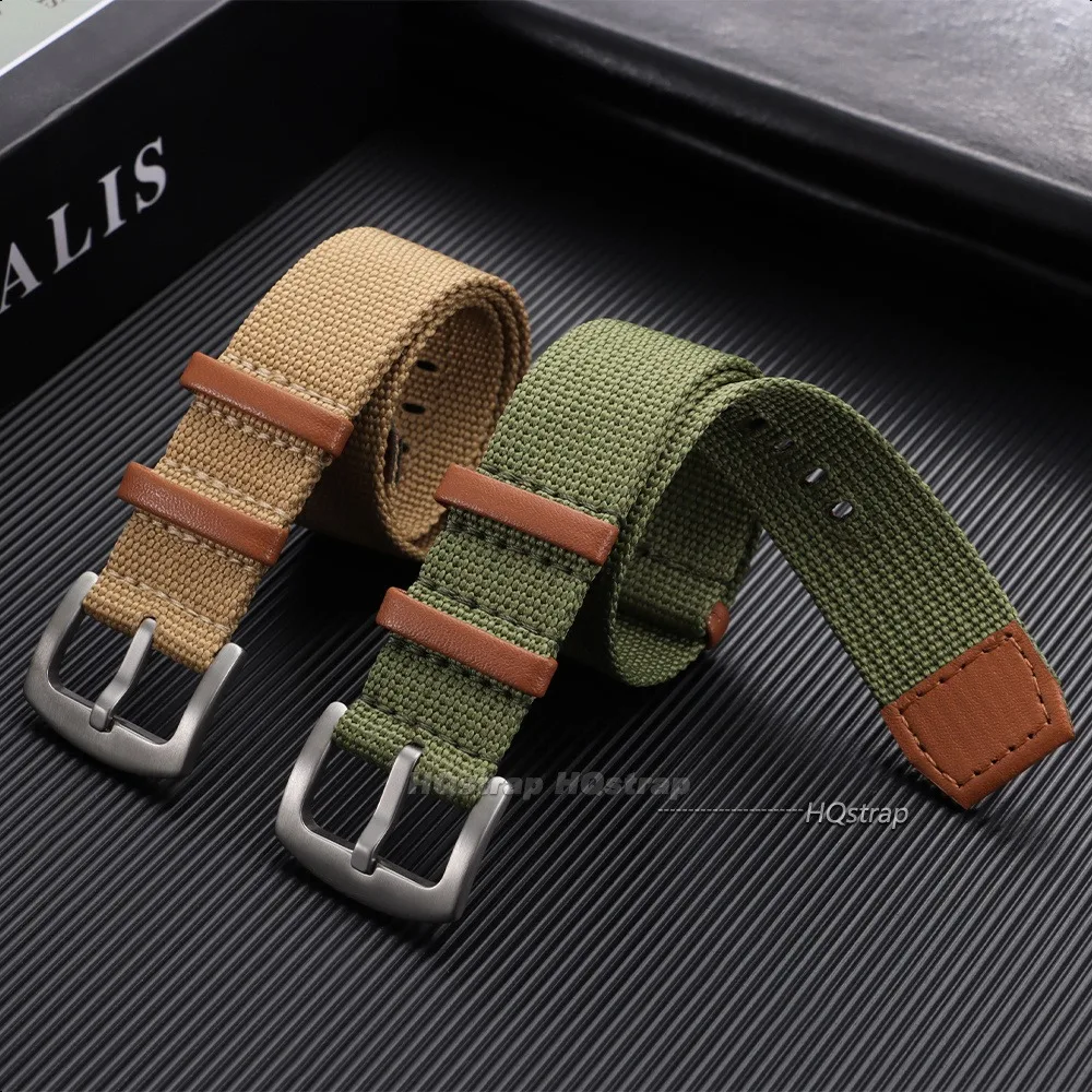 Green Black Grey 20mm 22mm Nylon Leather Strap for Women Men Sport Watchband Soft Bracelet for Hamilton Khaki Field
