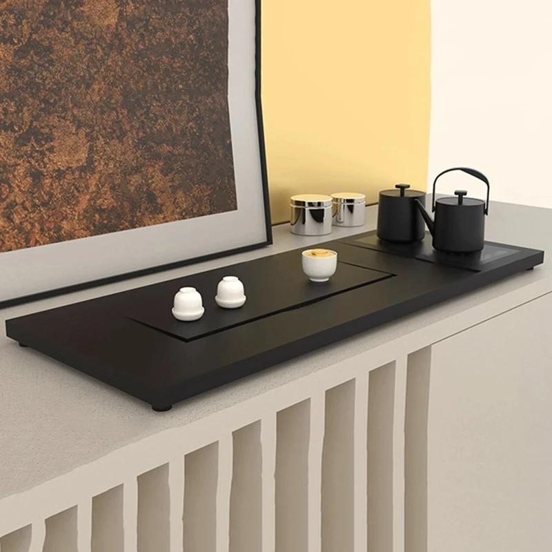 

Stone Black Tea Tray Serving Hospitality Dining Living Room Tableware Kitchen Office Tea Tray Chinese Bandejas Home Decorationgs