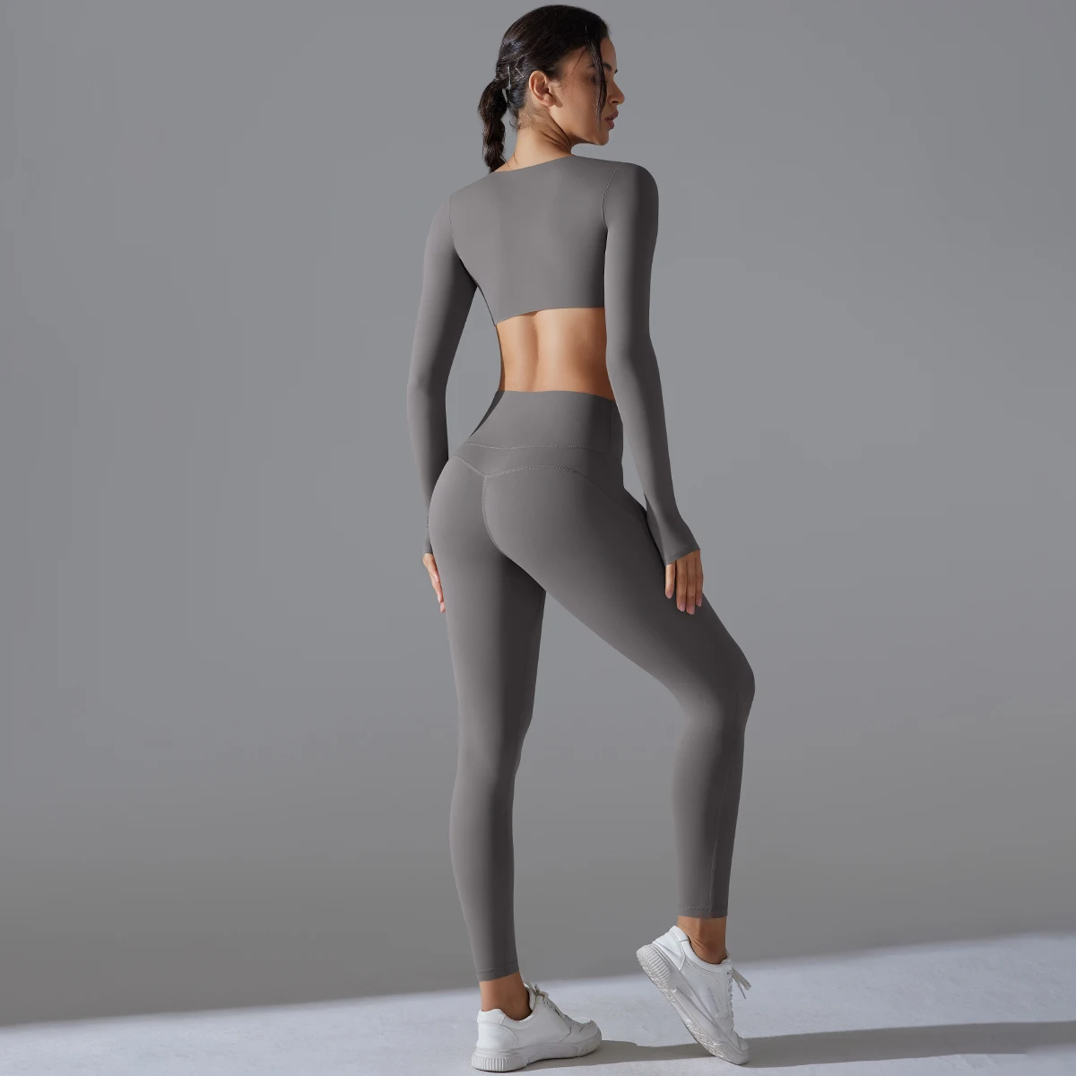 Strój do jogi Zestaw sportowy Jednokolorowy nylonowy biustonosz do jogi Siłownia Bezszwowy biustonosz sportowy o dużym wpływie Damskie spodnie do