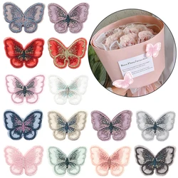 20Pcs/pack Embroidered Mesh Butterfly Appliques Multi-color Garment Patches for DIY Headwear Hand-Crafts Home Sewing Supplies