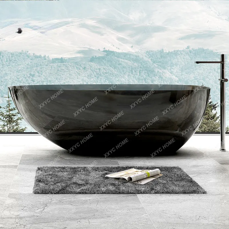 Colorful Crystal Resin Internet Celebrity Thin Edge Independent Goose Egg-Shaped Hotel Artificial Stone Bathtub