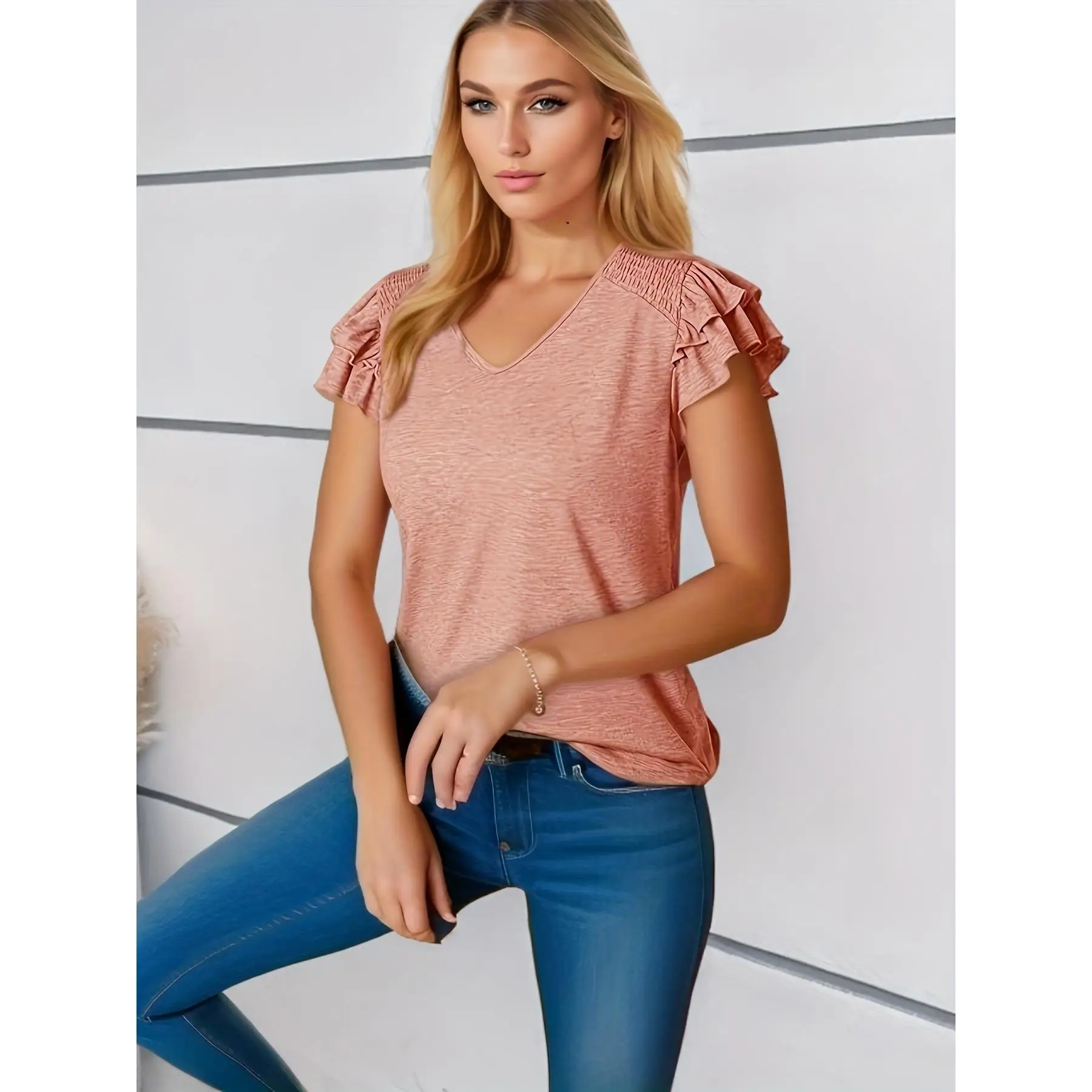 

Милый женский ор-свитер irt Вязаная футболка Ультратонкая футболка летнего сезона-Quarter Sve V-Ne Пуловер Faion Женская...