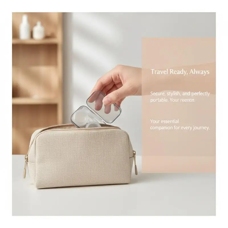 Portable Transparent Contact Lens Case With Leak Proof Lid And Tweezer For Daily Use Travel Short Trips
