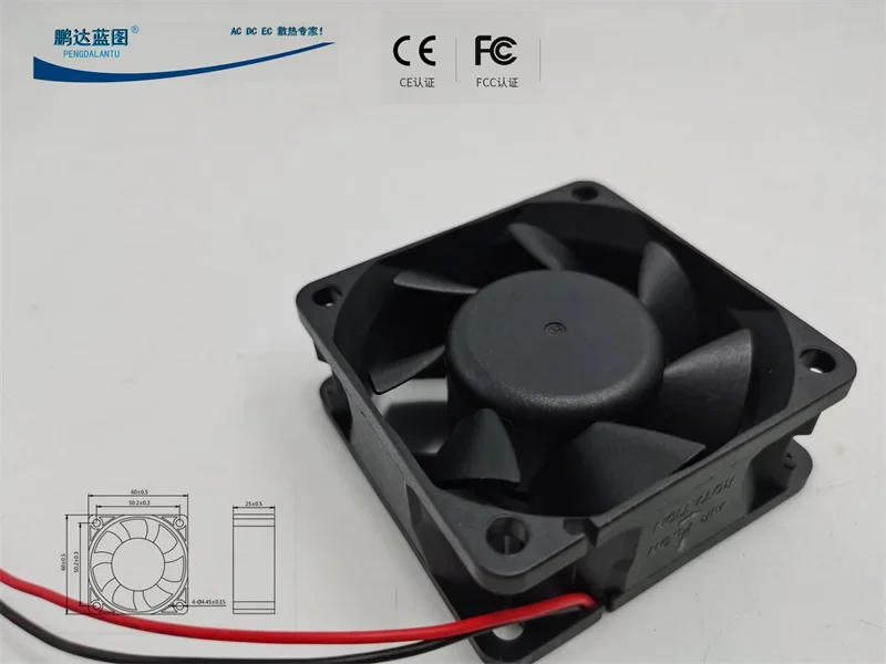 New 6025 Double Ball Bearing 6cm 24v0.18a Max Airflow Rate 15cm Wire Length Variable Frequency Cooling Fan60*60*25MM