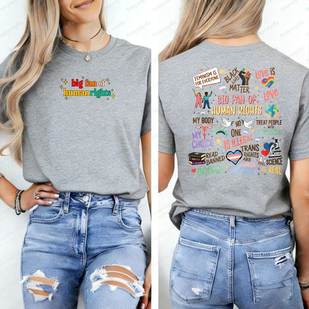 Big Fan of Human Rights T-Shirt Radicalized By Basic Decency Equality Human Rights Fan Shirt Social Justice Activist Gift Tops