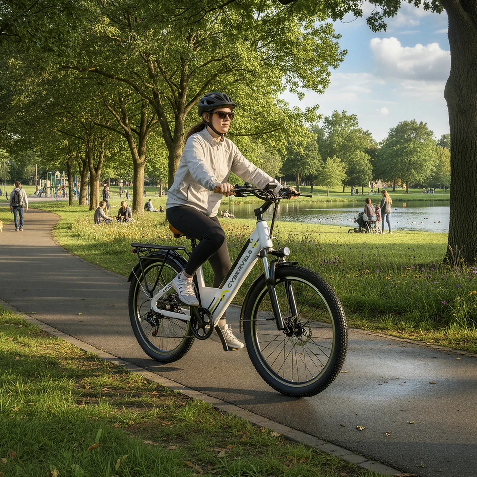Cybervelo EK2 1000W Peak Electric Bike for Adults 26" 7-Speed Removable Battery Ebike Up to 80 Miles Range Commuter Electric Bicycle for Beach Snow Men Women image 12