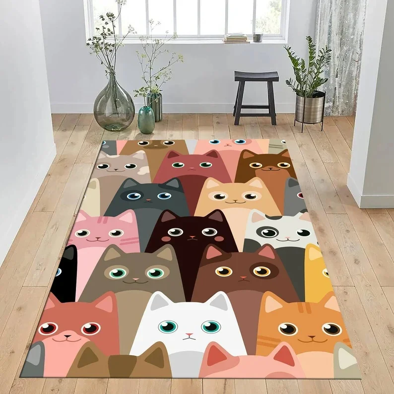 Full of Cat Pattern Carpet Cute Fun Home Decoration Rug Entrance Hall Living Room Bedroom Full of Large Carpet Home Decoration