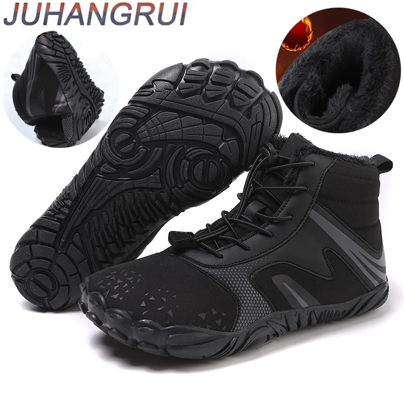 

Winter Womens And Mens Barefoot Snow Boots Plush Warm Ankle Boots Non-slip Outdoor Waterproof Hiking Shoes Walking Cotton Shoes