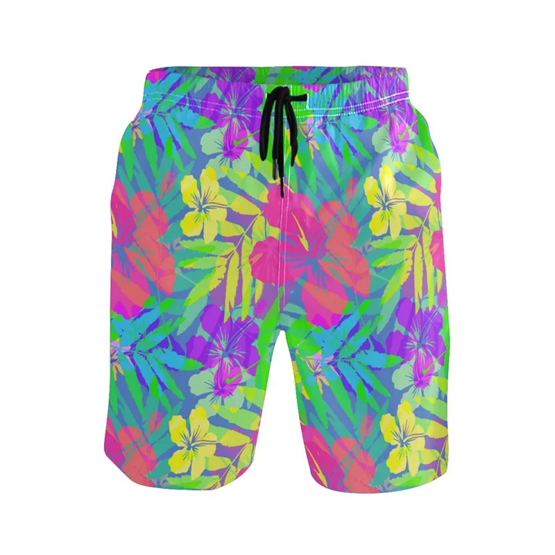 Heren 3D-print Hawaiiaanse Bloemenplanten Zwembroek Hete Verkoop Oversized Strand Shorts Snel Droog Surfboard Shorts Badpakken