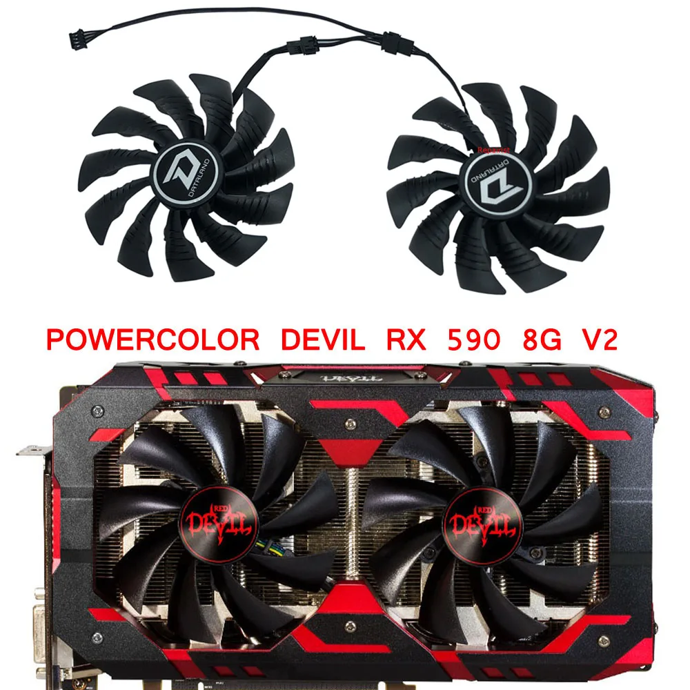 2Pcs/Set 100MM(95mm) Size,DIY PLD10015B12H,Video Card Fan,GPU Cooler,For PowerColor DEVIL RX580 RX 580 8G,For PowerColor RX 590