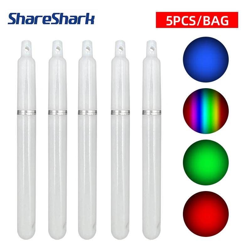 ShareShark 5pcs/bag Luminous Stick Light Night Fishing Rod Tip Electric LED Glow Float Lamp Underwater Fishing Lights