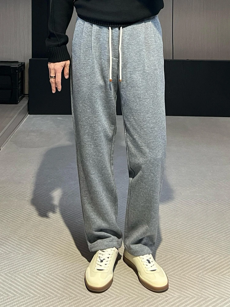 

Мужские повседневные спортивные брюки прямого кроя: осенне-зимняя новинка, простой дизайн, легкие, свободные, длинные штаны для мужчин