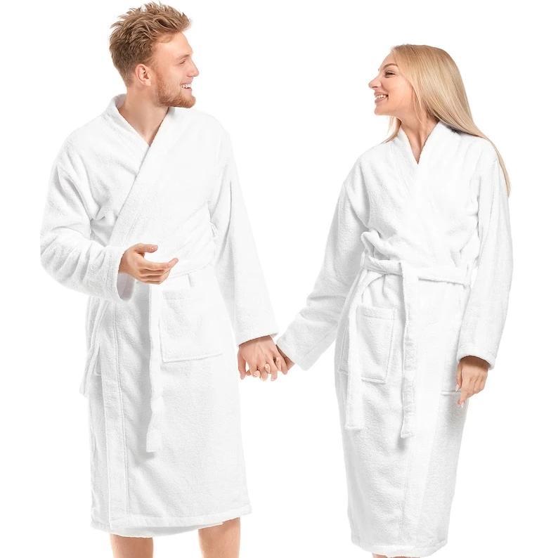 Personalized Cotton Bathrobe 1 Piece Terry Cotton Unisex Robe Monogrammed Bathrobe Mrs Mr Couple Batchrobes Matching Wedding