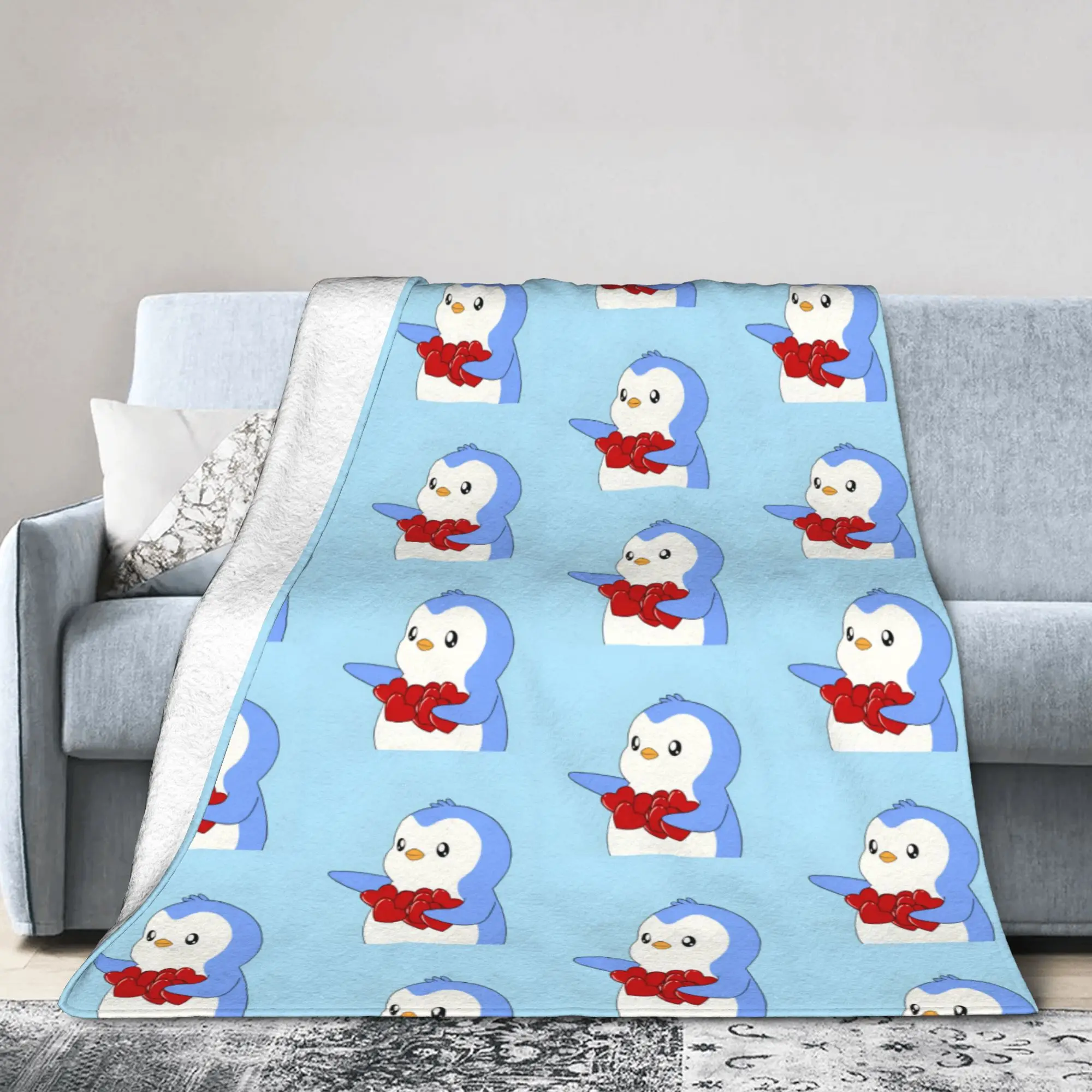 P-Pudgy Penguin Blanket Fleece Summer Air Conditioning CUTE Penguin  Multi-function Super Soft Throw Blankets Bedspread