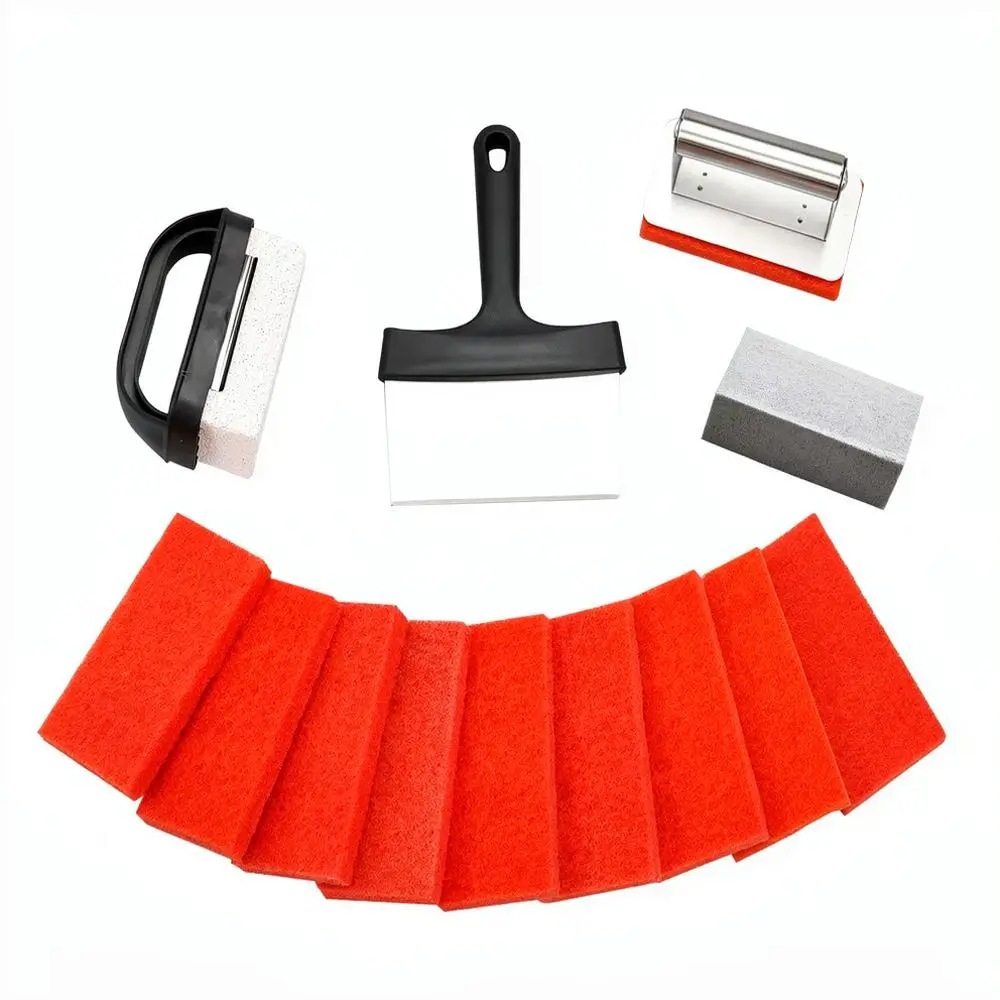 Grill Cleaner Set Scouring Pad Pumice Stone Scraper Portable BBQ Accessories For Outdoor Garden Cooking Cleaning