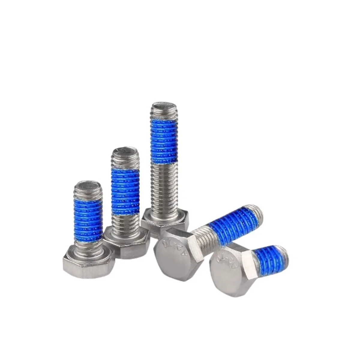 304 Stainless Steel Outer Hexagonal Head Coated With Adhesive Anti Loosening Bolt M3M4M5M6M8