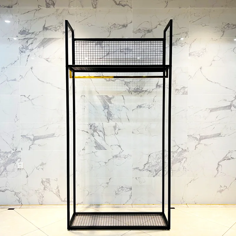 customized.Factory Custom Boutique Dress Garment Display Stand Standing Clothing Suit Racks with Shelves Man Woman Shop