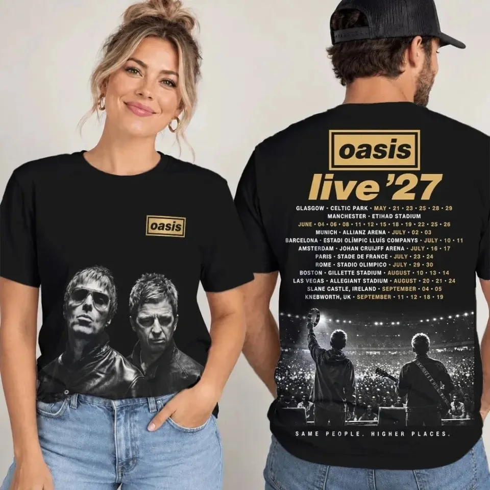 Oasis Merch World Tour 2027 3D-Druck-T-Shirt Herren Sommer-Sport-T-Shirt Atmungsaktiv Schnelltrocknend Hip-Hop Streetwear Kleidung – Detail 2