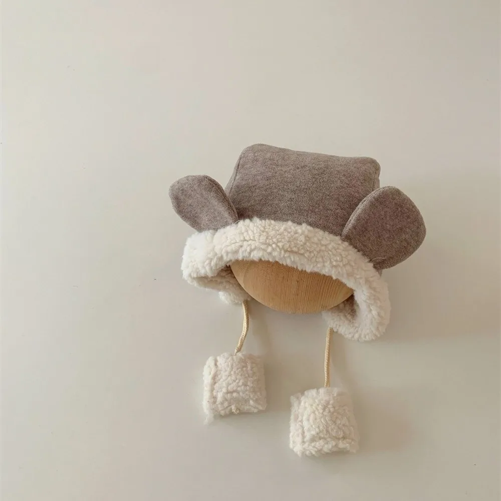 جميل لطيف الدب الأذن قبعة الشتاء الصوف الطفل قبعة قبعة سميكة الدافئة سدادات حماية الأذن قبعة بنين بنات